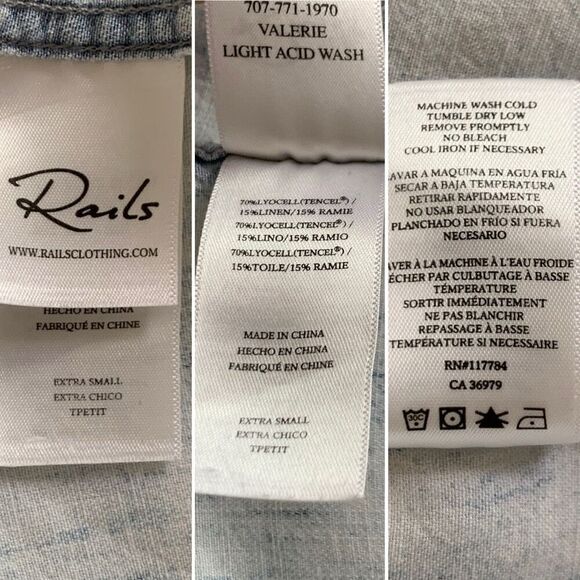 Rails Valerie Shift Dress Light Acid Wash‎ Size XS - Picture 11 of 12